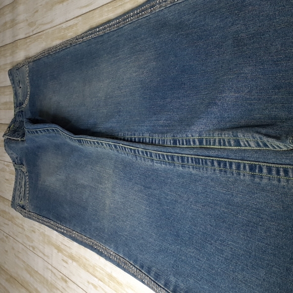 Urban Groove Rhinestones Straight Leg Light Wash Blue Jeans Size SA Waist 28 - Picture 9 of 16